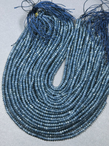 AAA Natural Sapphire Gemstone Bead Faceted 4x3mm Rondelle Shape, Beautiful Natural Blue Color Sapphire Beads, Excellent Quality 15.5" Strand