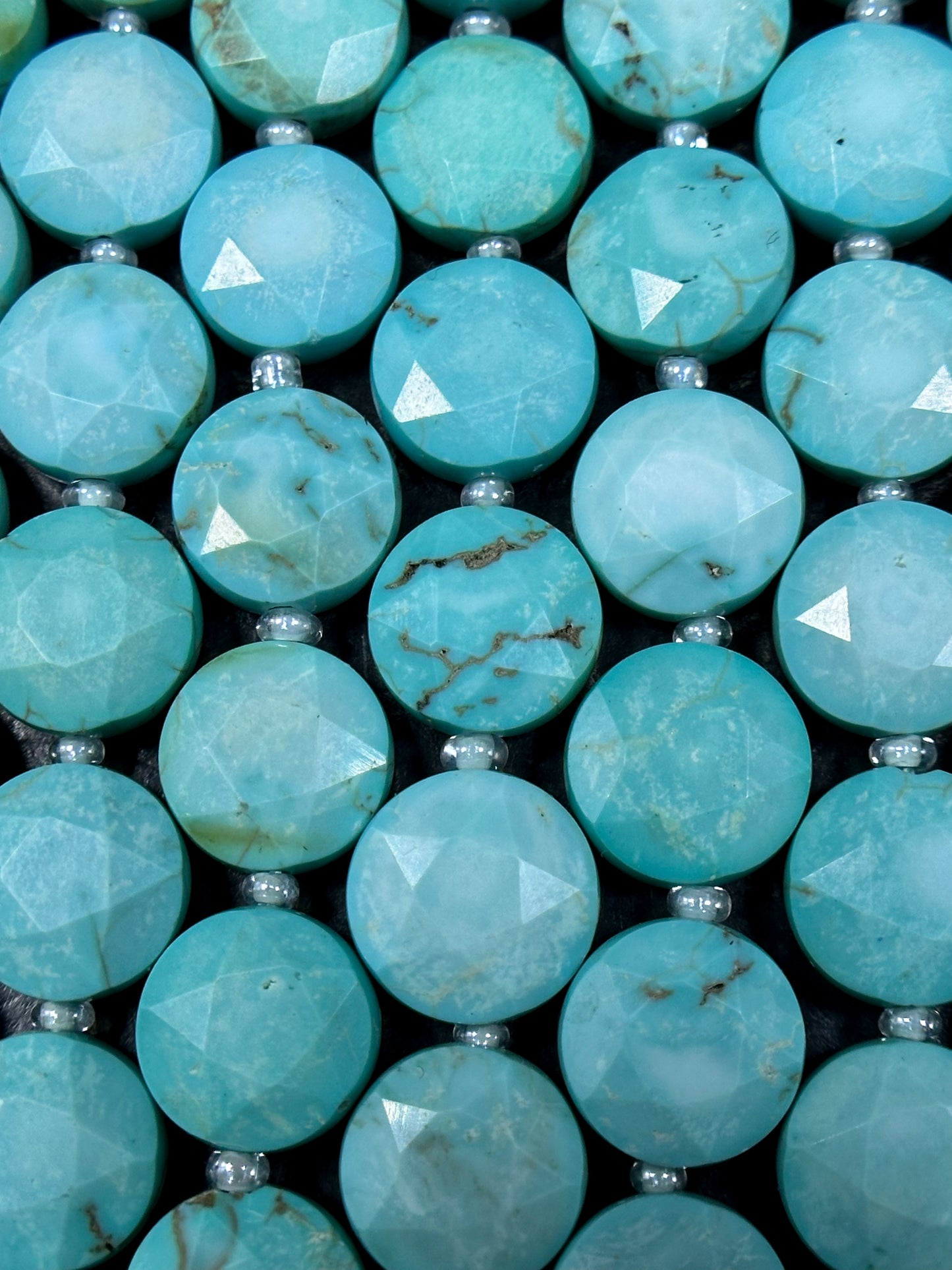 Natural Turquoise Gemstone Bead Faceted 10mm Coin Shape Bead, Beautiful Natural Blue Color Turquoise Beads, Full Strand 15.5"