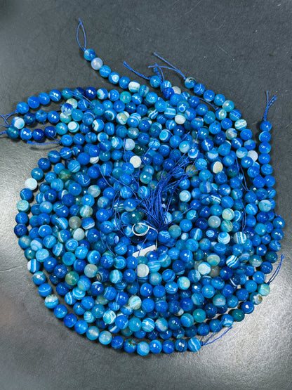 NATURAL Botswana Agate Gemstone Bead Faceted 6mm 8mm 10mm 12mm Round Beads, Beautiful Blue Color Gemstone Bead Full Strand 15.5"