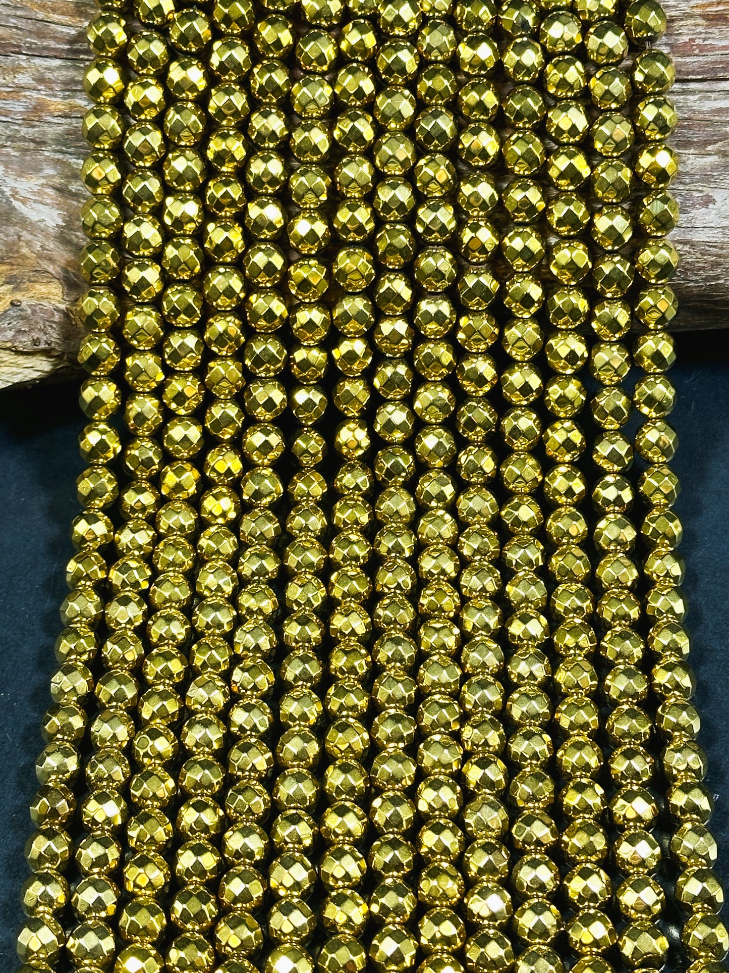 NATURAL Pyrite Gemstone Bead Faceted 2mm 4mm 6mm 8mm Round Beads, Beautiful Gold Color Plated Pyrite Gemstone Loose Bead Full Strand 15.5"