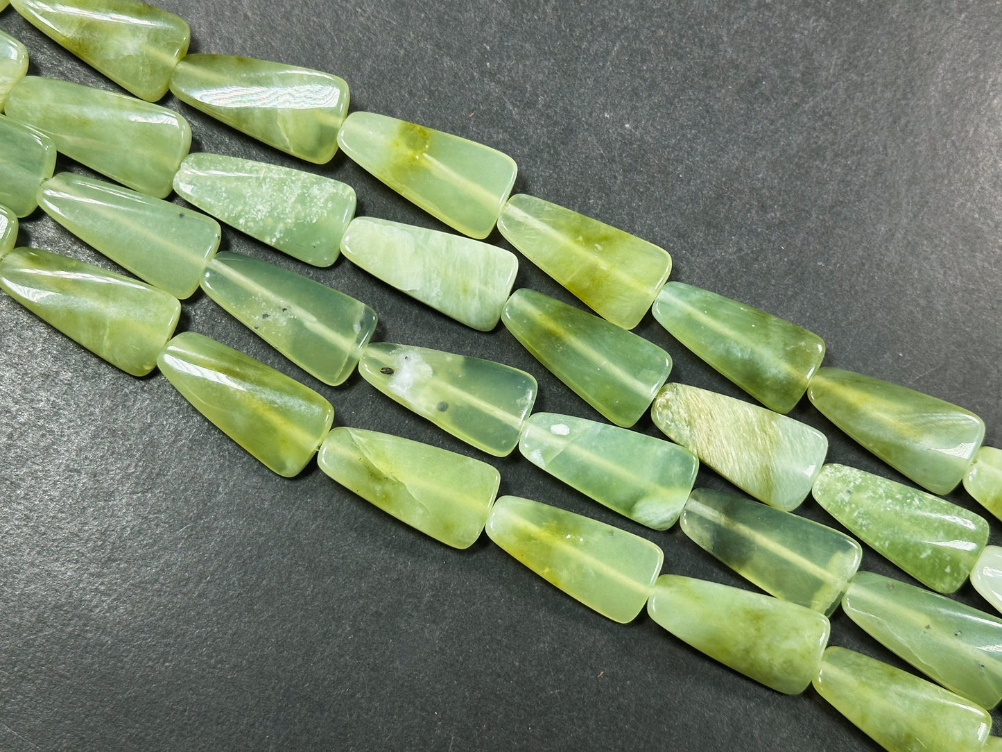 Natural Burma Jade Gemstone Bead 22x8mm Trapezoid Shape Bead, Beautiful Natural Green Color Burmese Jade Gemstone Bead, Full Strand 15.5"