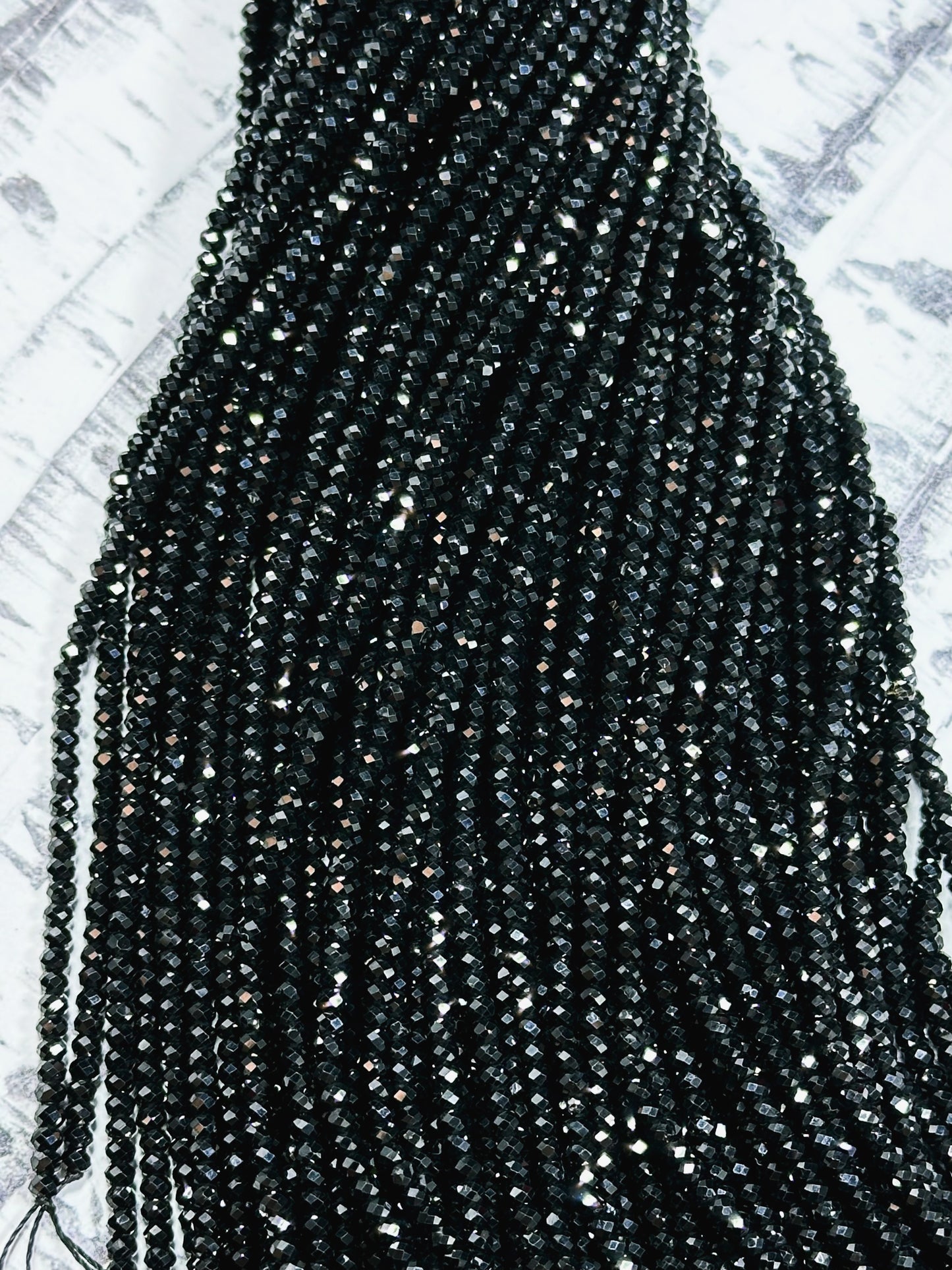 Natural Black Spinel Gemstone Bead Faceted 2x3mm Rondelle Shape Bead, Beautiful Natural Black Color Spinel Beads, Great Quality 15.5" Strand
