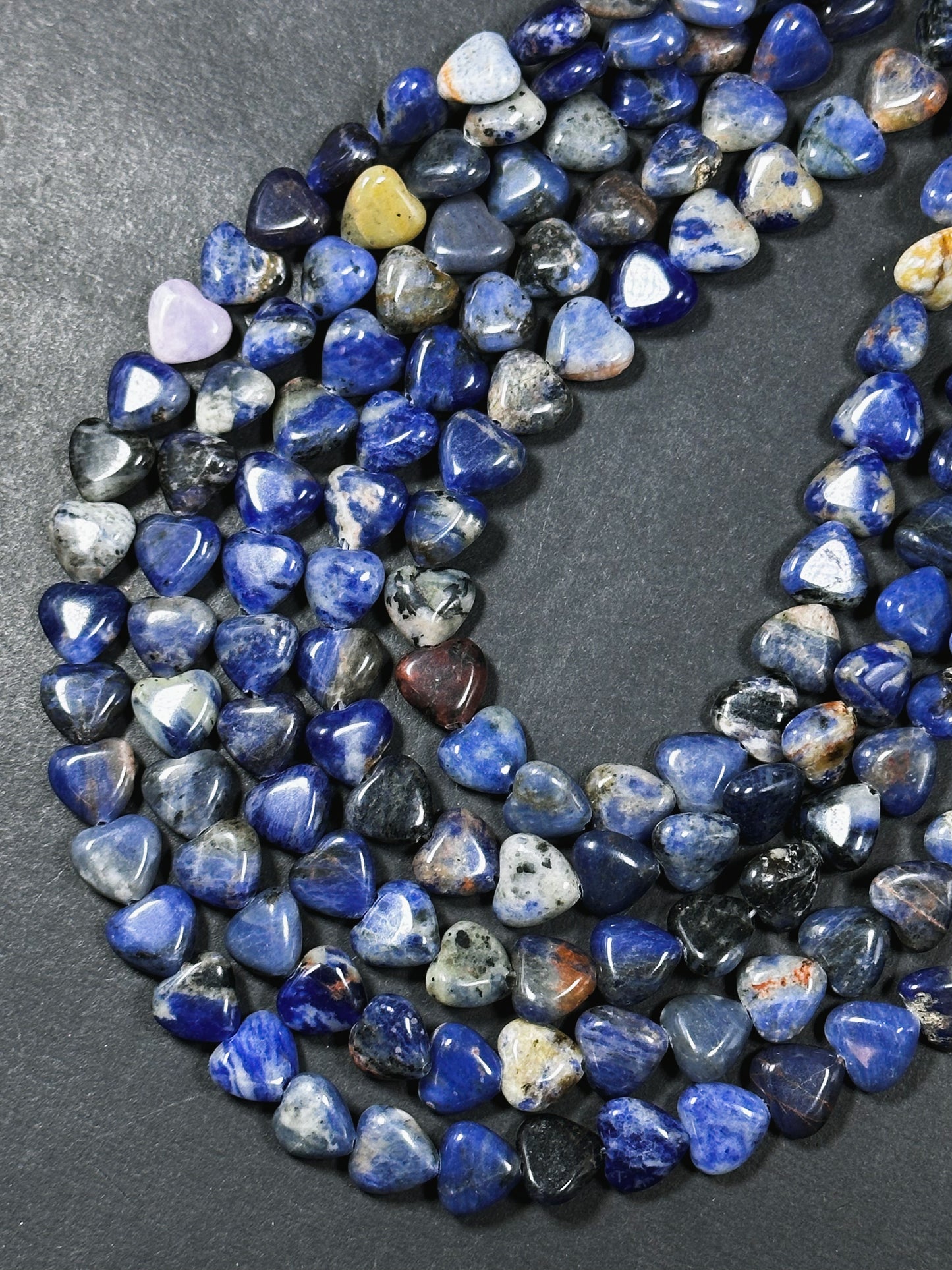 Natural Sunset Sodalite Gemstone Bead 10mm Heart Shape Bead, Beautiful Natural Blue Orange Sodalite Bead Excellent Quality Full Strand 15.5"