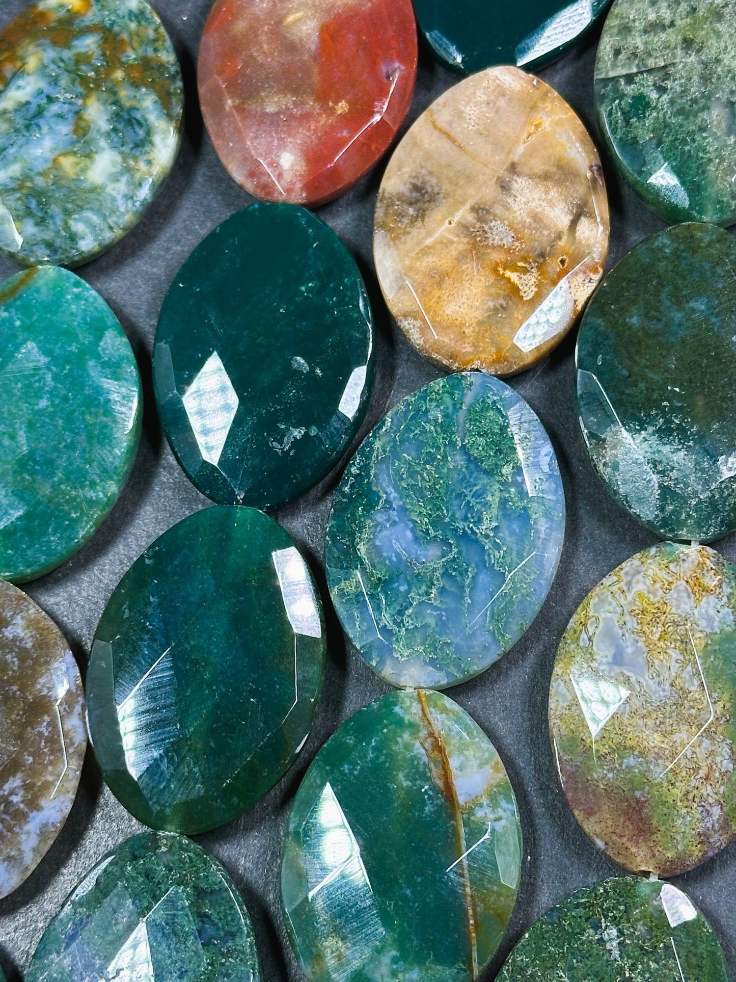 Natural Ocean Jasper Gemstone Bead Faceted 33x23mm Oval Shape Bead, Gorgeous Natural Green Color Ocean Jasper Stone Beads, Full Strand 15.5"