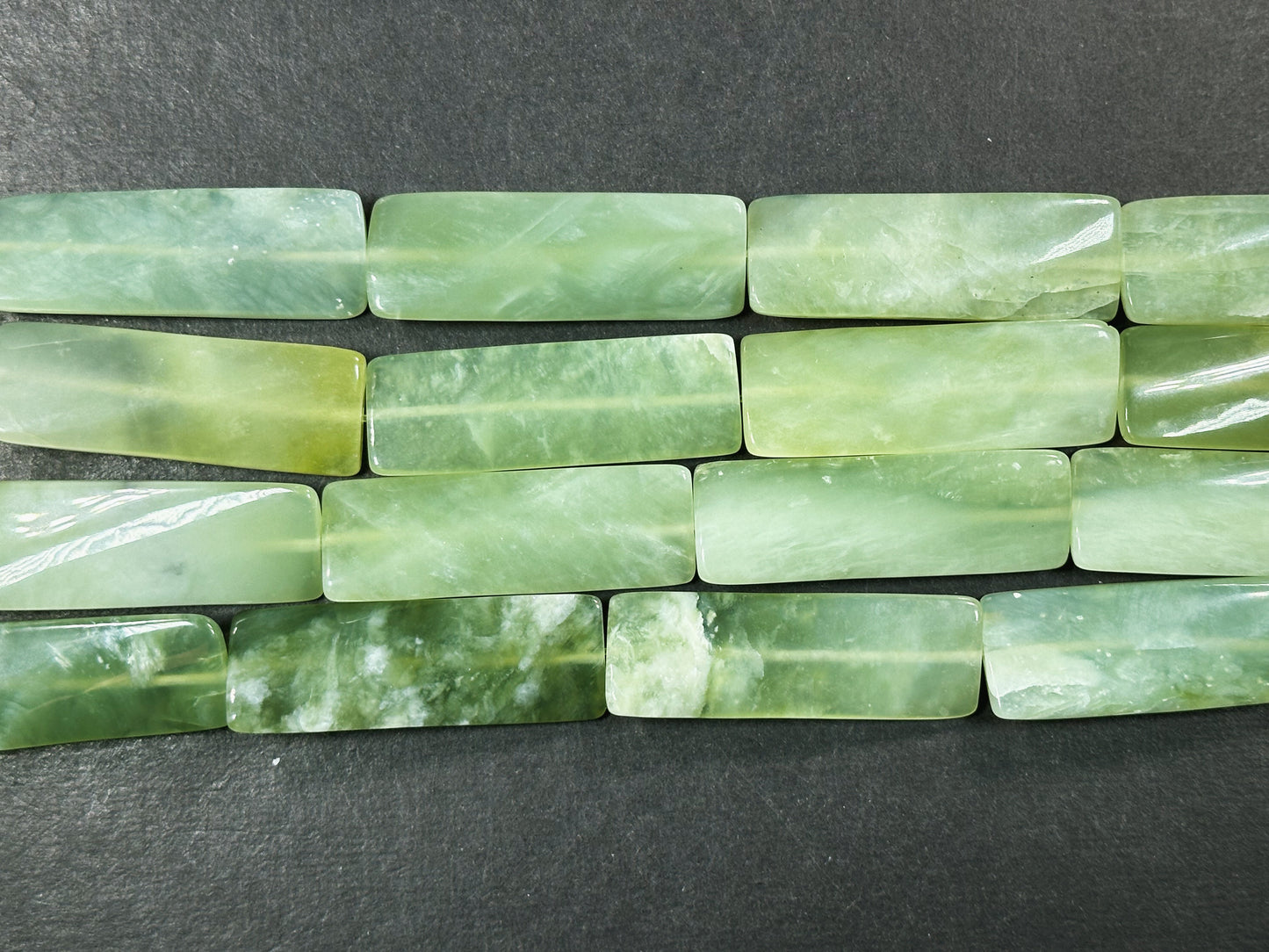 Natural Burma Jade Gemstone Bead 40x10mm Rectangle Shape Bead, Beautiful Natural Green Color Burmese Jade Gemstone Bead, Full Strand 15.5"