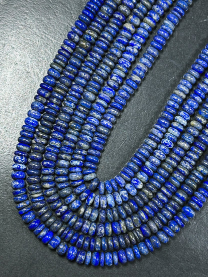 Natural Lapis Lazuli Gemstone Bead 8x3mm Rondelle Shape, Beautiful Natural Blue Color Lapis Lazuli Stone Bead Excellent Quality 15.5" Strand