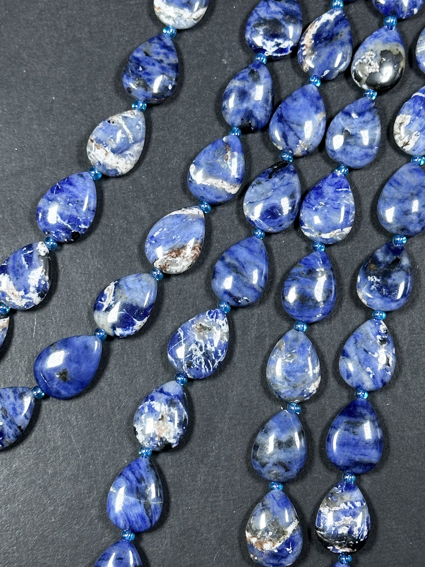 Natural Sodalite Gemstone Bead 18x13mm Teardrop Shape, Beautiful Natural Blue White Color Sodalite Beads Excellent Quality Full Strand 15.5"