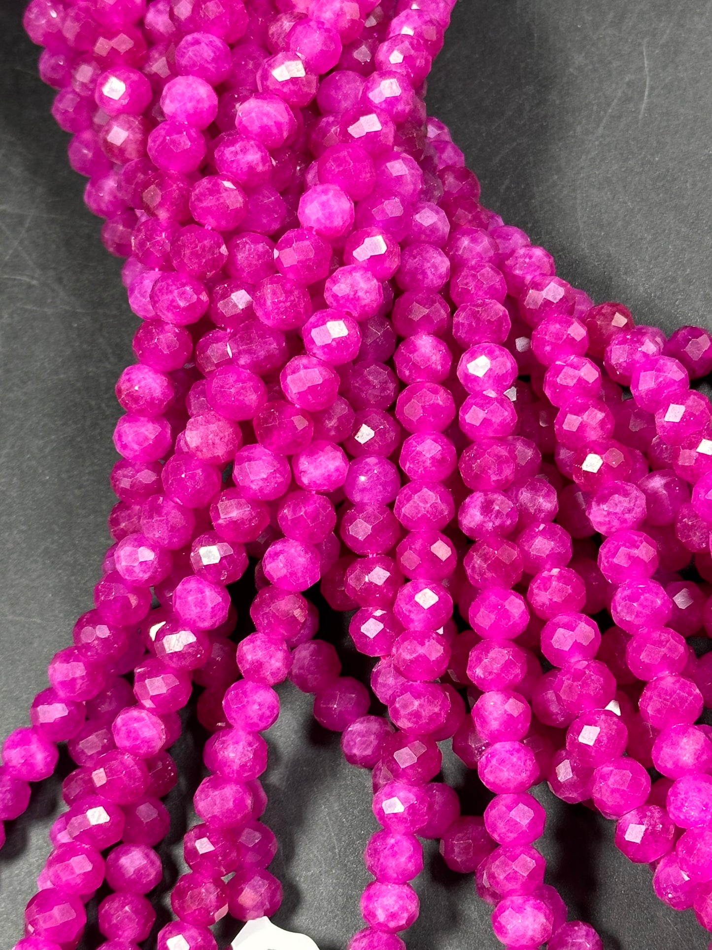 AA+ NATURAL Ruby Quartz Gemstone Bead Faceted 6x5mm 8x6mm Rondelle Shape, Gorgeous Red Pink Color Ruby Quartz Gemstone Bead, Great Quality Quartz