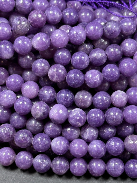 NATURAL Lepidolite Gemstone Bead 6mm 8mm 10mm Round Bead, Beautiful Natural Purple Color Lepidolite Gemstone Bead, Great Quality 15.5"