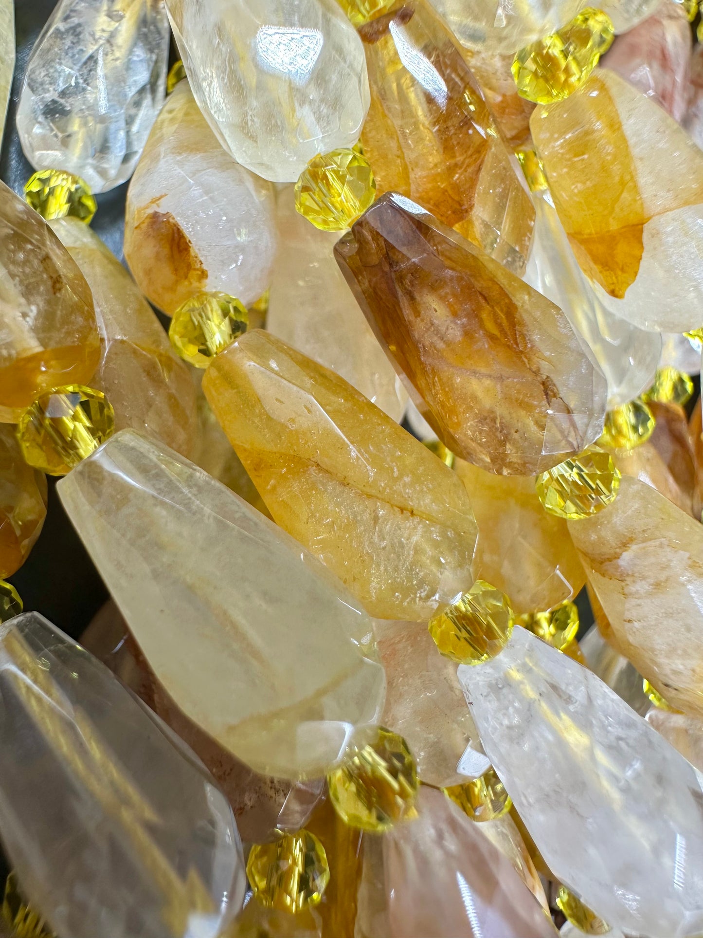 NATURAL Rutilated Quartz Gemstone Bead Faceted 15x8mm Teardrop Shape Beads. Beautiful Gold Yellow Color Quartz Full Strand 15.5"