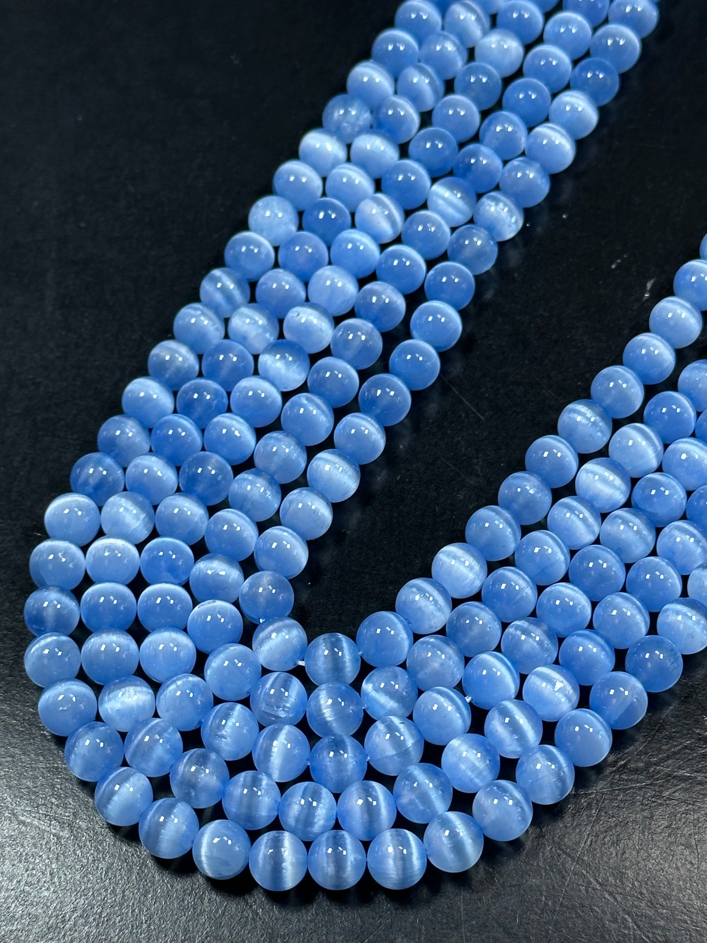 AAA Natural Selenite Gemstone Bead, 8mm 10mm Round Bead, Gorgeous Blue Color Loose Selenite Gemstone Beads, Full Strand 15.5"