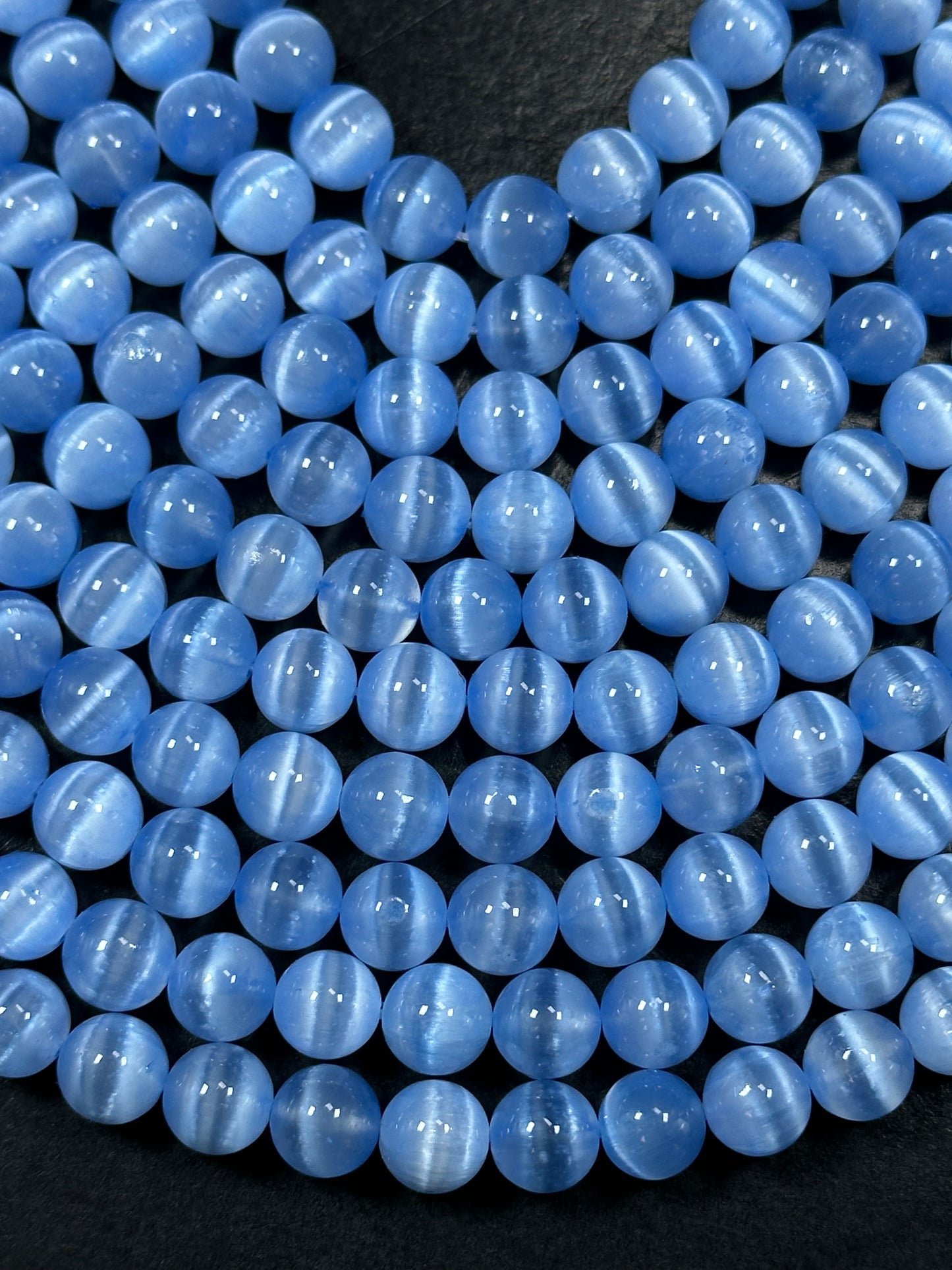AAA Natural Selenite Gemstone Bead, 8mm 10mm Round Bead, Gorgeous Blue Color Loose Selenite Gemstone Beads, Full Strand 15.5"