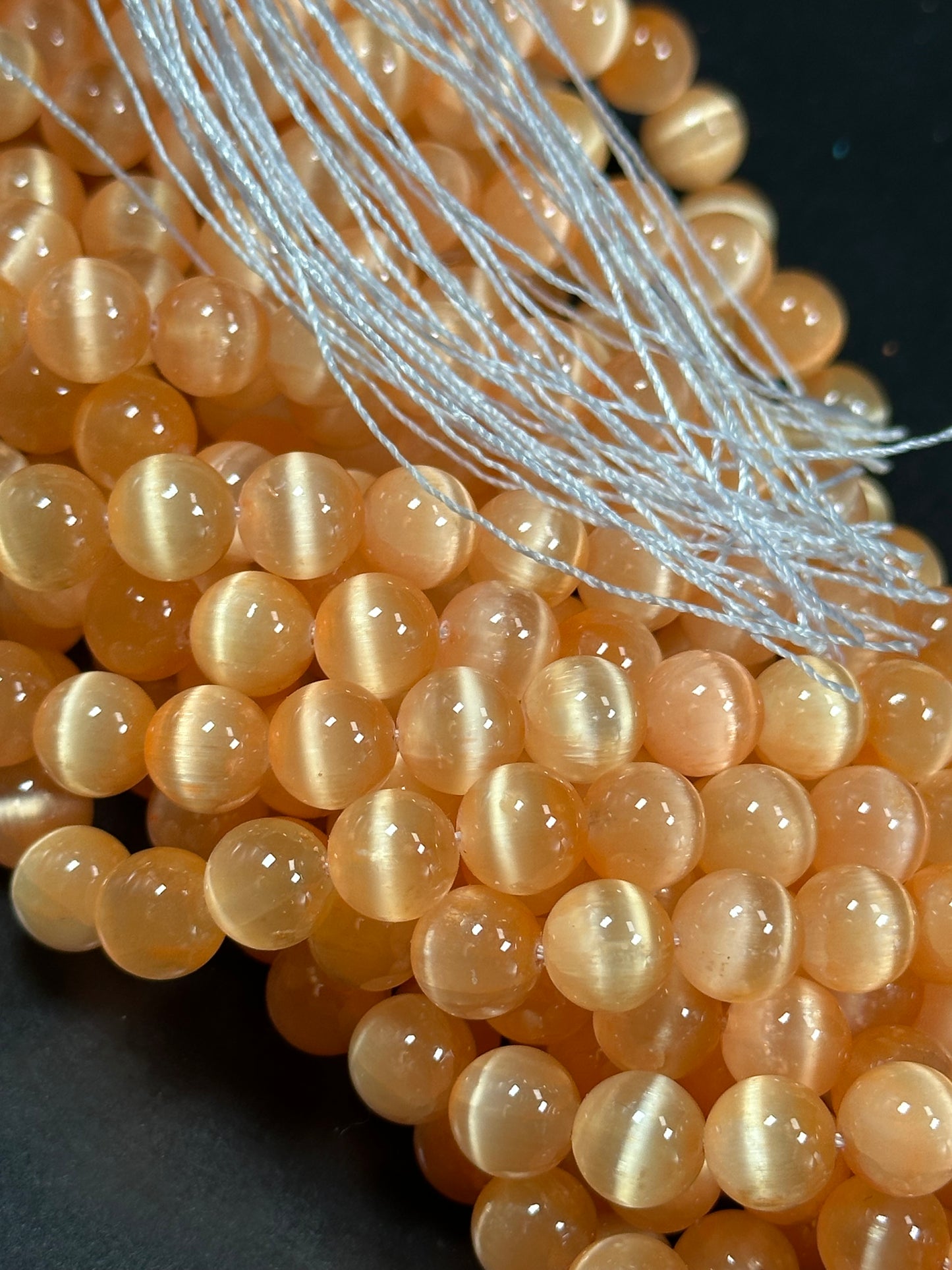 AAA Natural Selenite Gemstone Bead, 8mm 10mm Round Bead, Gorgeous Orange Color Loose Selenite Gemstone Beads, Full Strand 15.5"