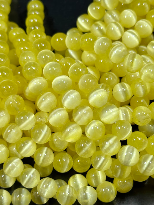 AAA Natural Selenite Gemstone Bead, 8mm 10mm Round Bead, Beautiful Yellow Color Loose Selenite Gemstone Beads, Full Strand 15.5"