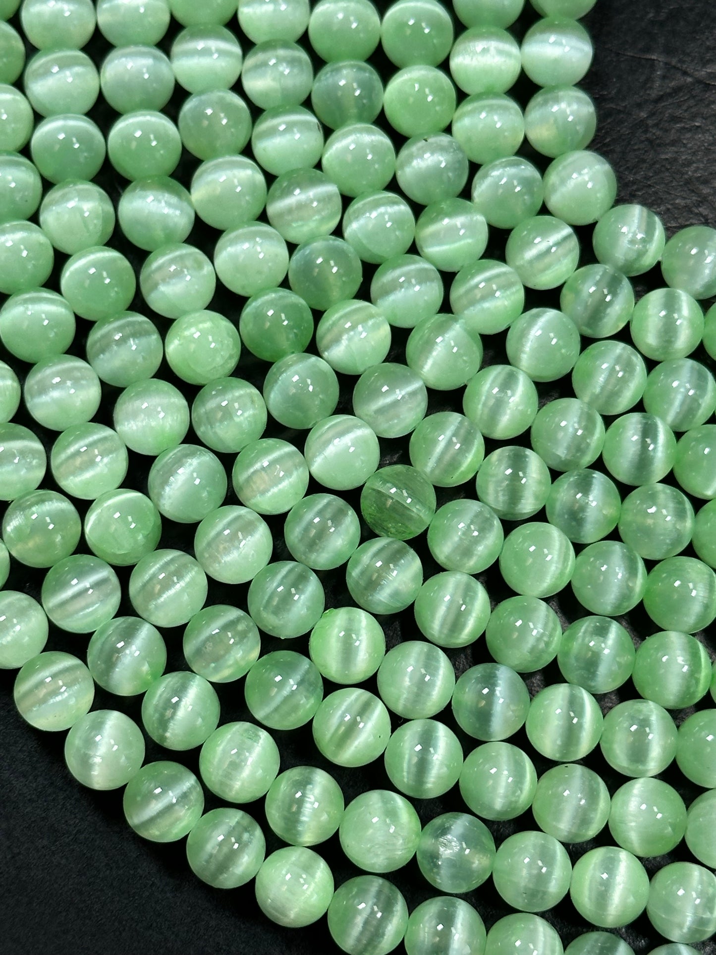 AAA Natural Selenite Gemstone Bead, 8mm 10mm Round Bead, Gorgeous Green Color Loose Selenite Gemstone Beads, Full Strand 15.5"