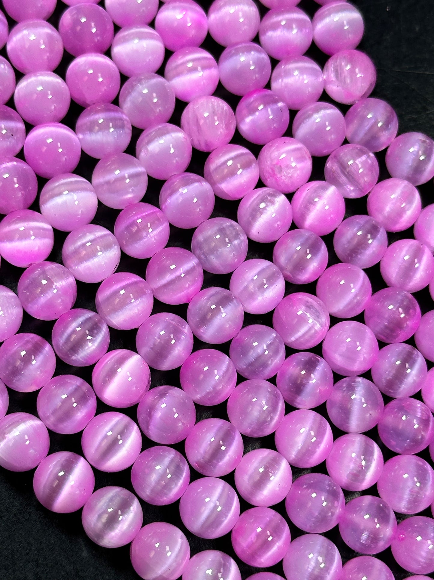 AAA Natural Selenite Gemstone Bead, 8mm 10mm Round Bead, Gorgeous Pink Color Loose Selenite Gemstone Beads, Full Strand 15.5"