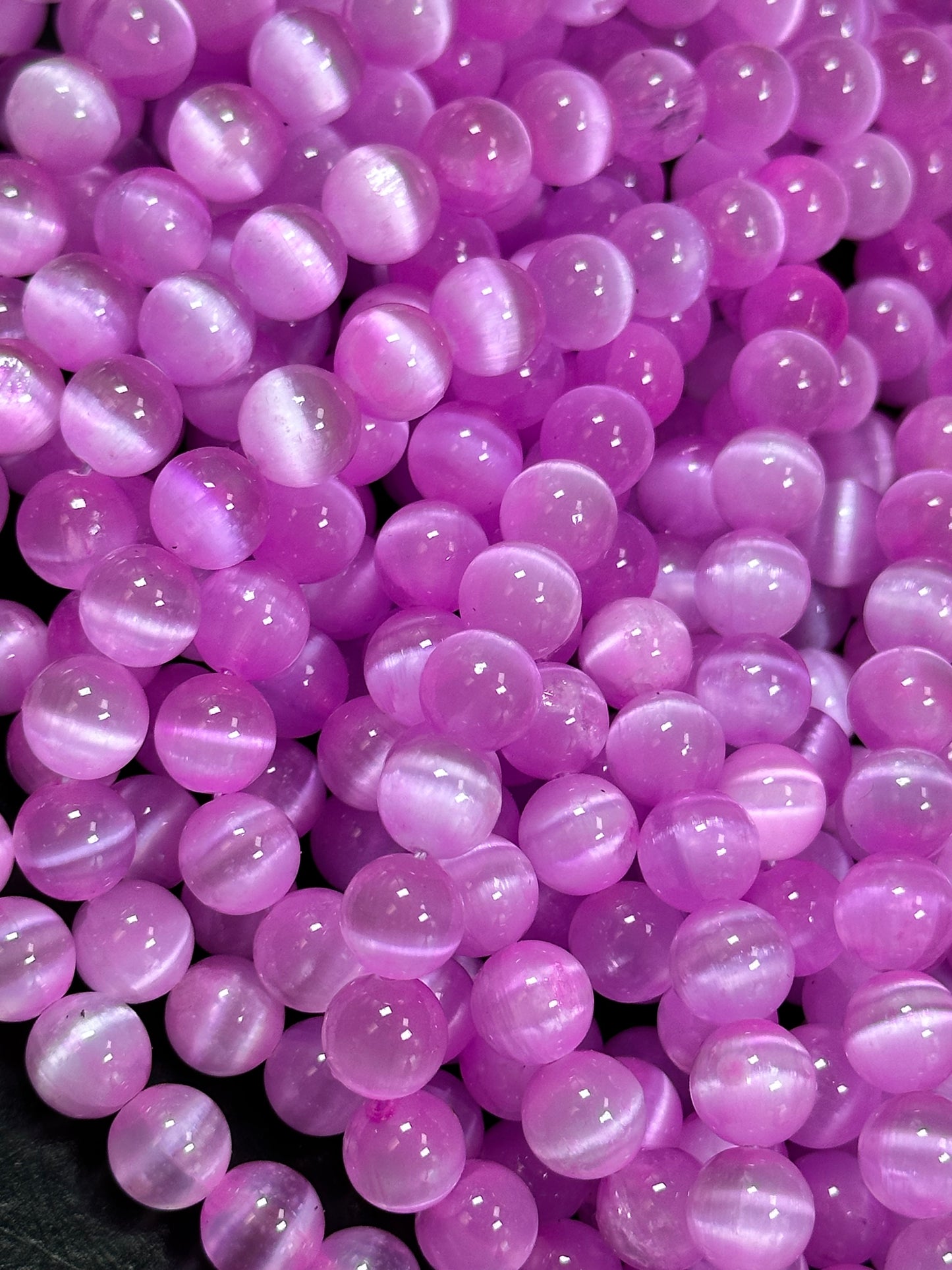 AAA Natural Selenite Gemstone Bead, 8mm 10mm Round Bead, Gorgeous Pink Color Loose Selenite Gemstone Beads, Full Strand 15.5"