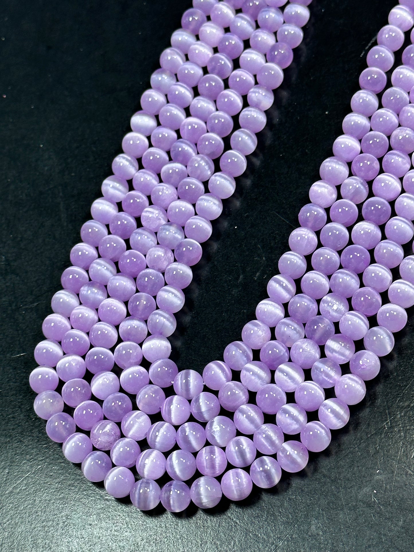 AAA Natural Selenite Gemstone Bead, 8mm 10mm Round Bead, Beautiful Purple Color Loose Selenite Gemstone Beads, Full Strand 15.5"