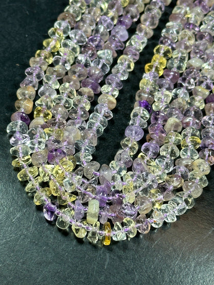 NATURAL Ametrine Gemstone Bead 8-9mm Freeform Rondelle Shape Bead, Beautiful Purple Yellow Color Ametrine Beads, Full Strand 15.5"