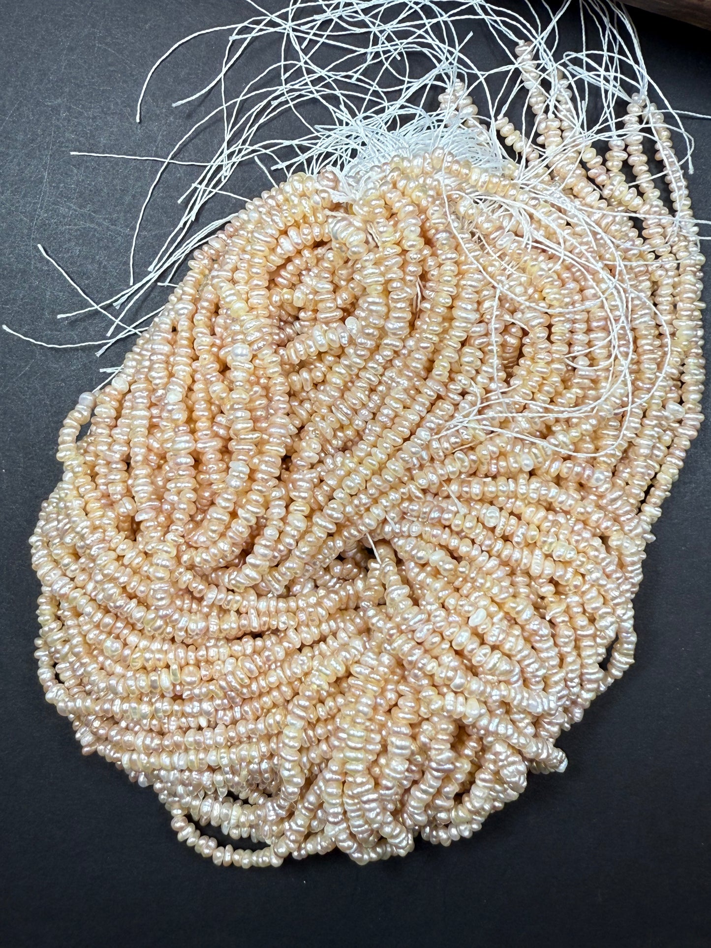 AAA Natural Freshwater Pearl Beads, 4-5mm Keshi Shape Freeform Beads, Beautiful natural PEACHY COLOR fresh water pearl bead. 14”