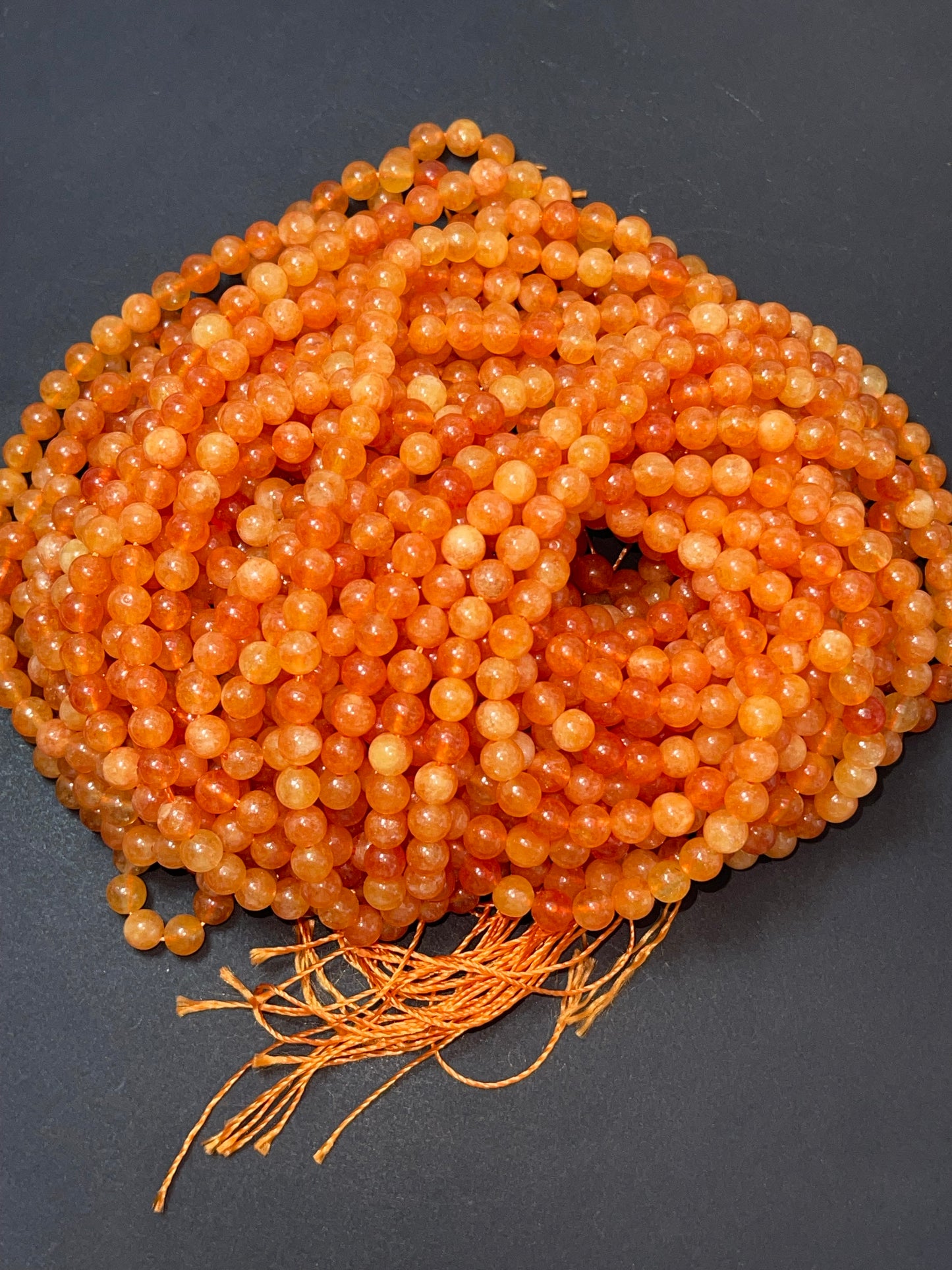 Natural Orange Jade Gemstone Bead 6mm 8mm Round Beads, Beautiful Orange Color Jade Gemstone Beads, Great Quality Jade Bead Full Strand 15.5"