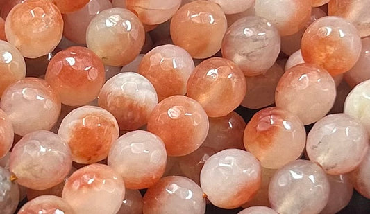 AAA KOI jade stone bead. Faceted 6mm 8mm 10mm round bead. Gorgeous natural PEACH color jade stone bead. High quality  !