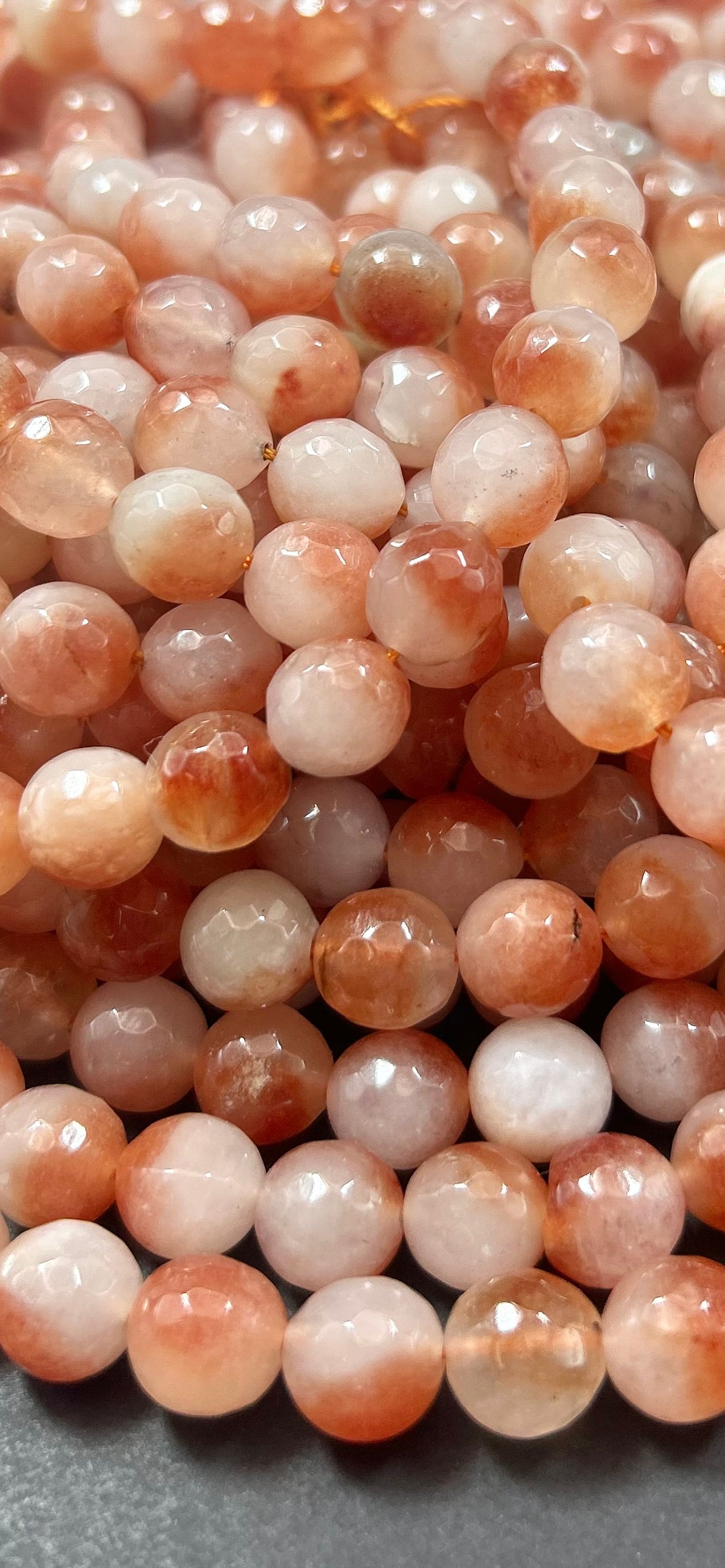 AAA KOI jade stone bead. Faceted 6mm 8mm 10mm round bead. Gorgeous natural PEACH color jade stone bead. High quality !