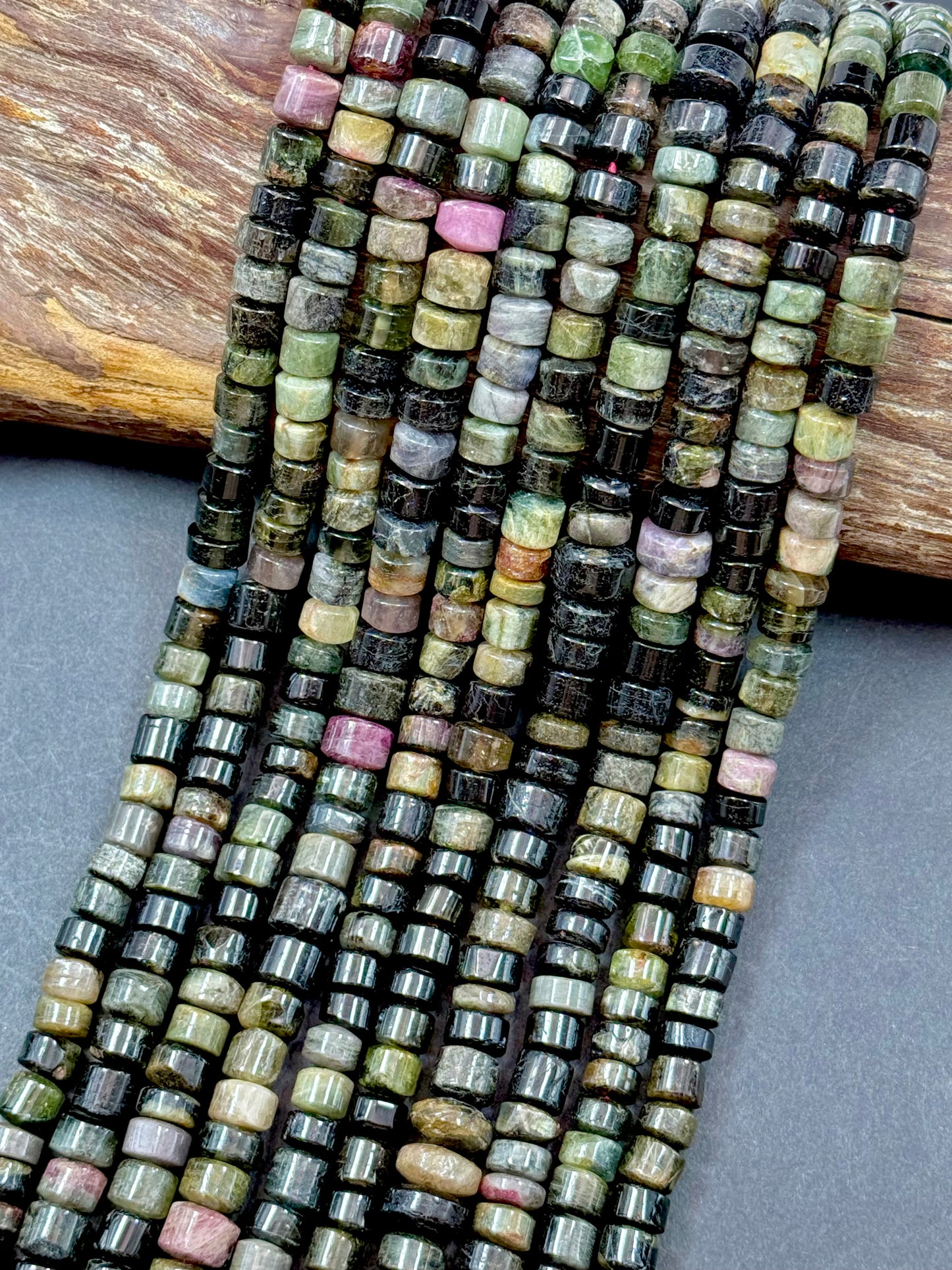 AAA Natural TOURMALINE Watermelon Gemstone Beads, FREEFORM Smooth Rondelle Shape Beads, Great Quality gemstone 15.5” strand!