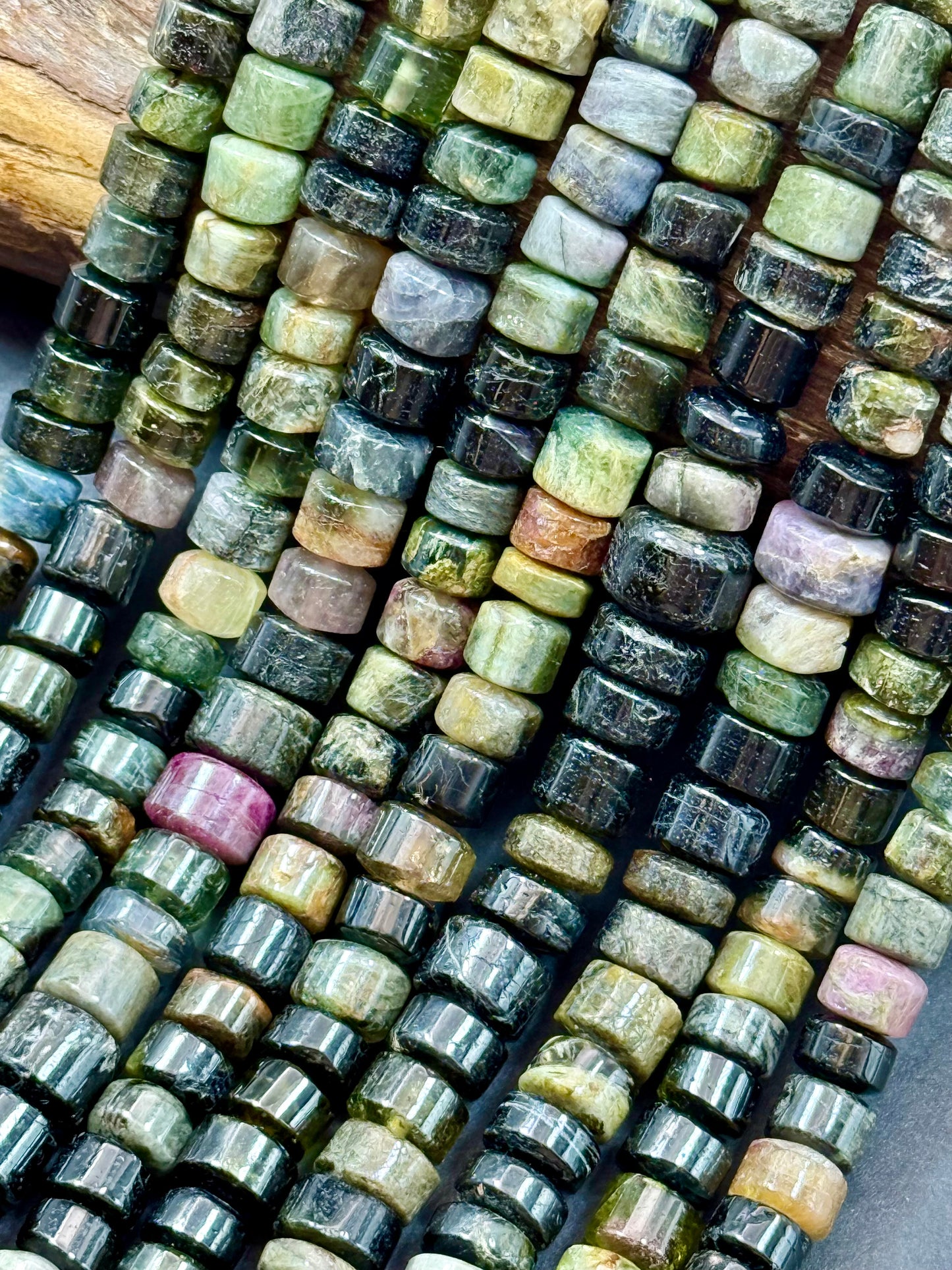 AAA Natural TOURMALINE Watermelon Gemstone Beads, FREEFORM Smooth Rondelle Shape Beads, Great Quality gemstone 15.5” strand!