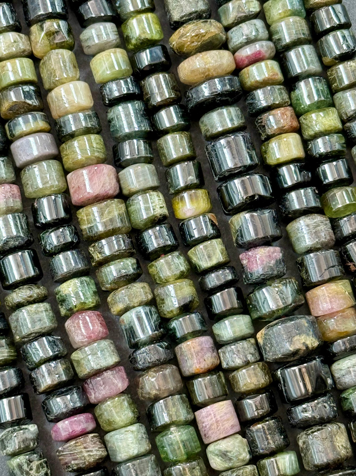 AAA Natural TOURMALINE Watermelon Gemstone Beads, FREEFORM Smooth Rondelle Shape Beads, Great Quality gemstone 15.5” strand!
