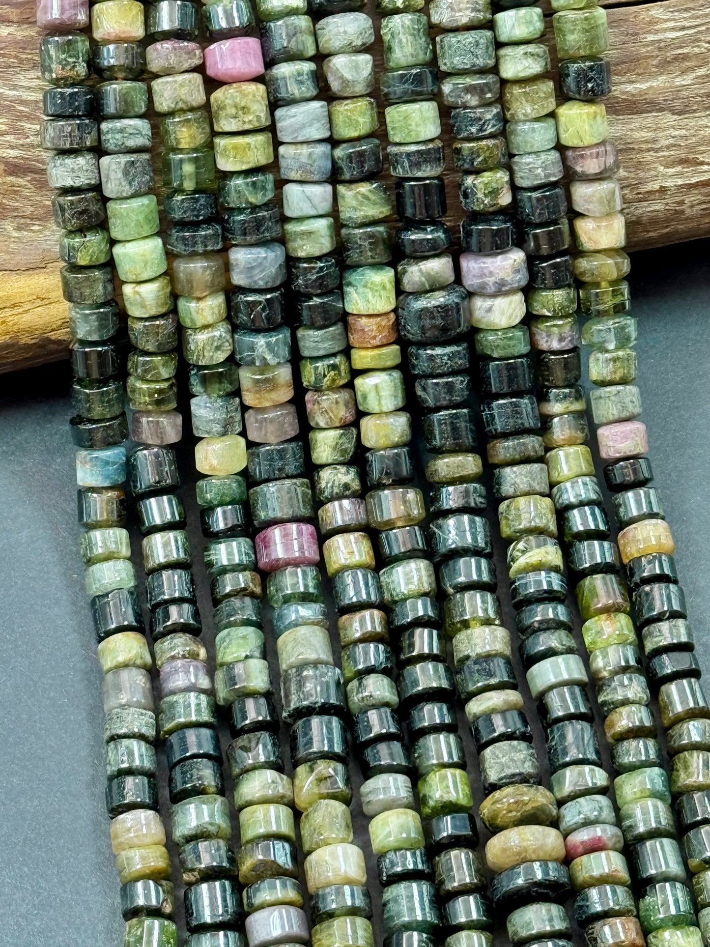 AAA Natural TOURMALINE Watermelon Gemstone Beads, FREEFORM Smooth Rondelle Shape Beads, Great Quality gemstone 15.5” strand!