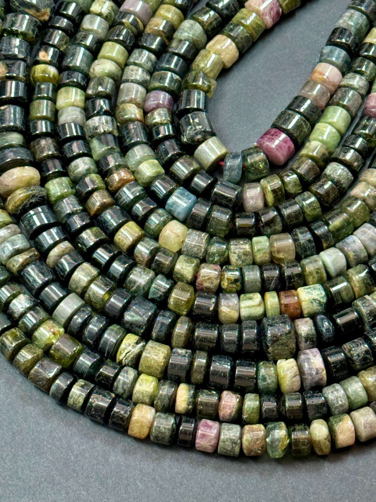 AAA Natural TOURMALINE Watermelon Gemstone Beads, FREEFORM Smooth Rondelle Shape Beads, Great Quality gemstone 15.5” strand!