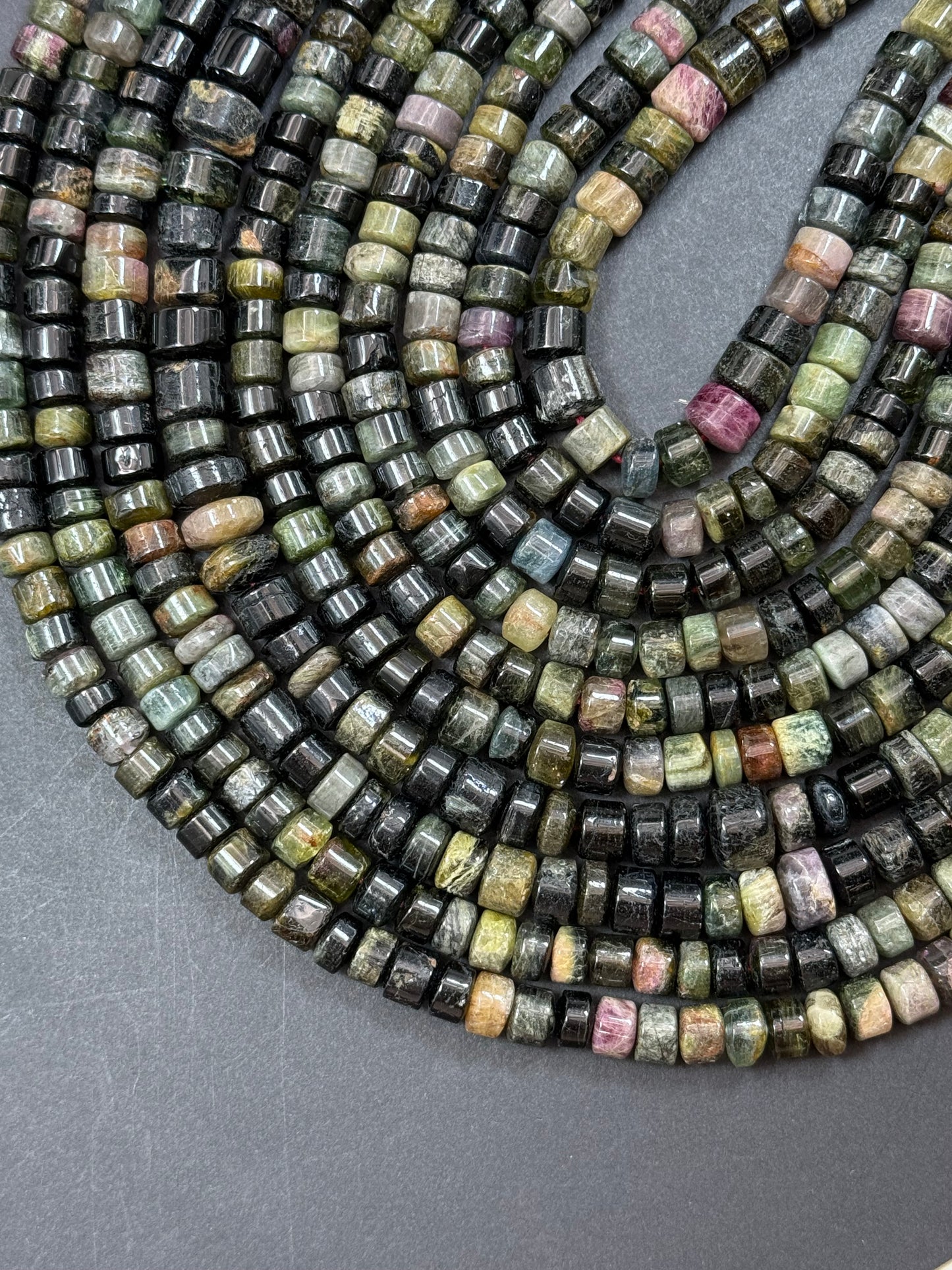 AAA Natural TOURMALINE Watermelon Gemstone Beads, FREEFORM Smooth Rondelle Shape Beads, Great Quality gemstone 15.5” strand!