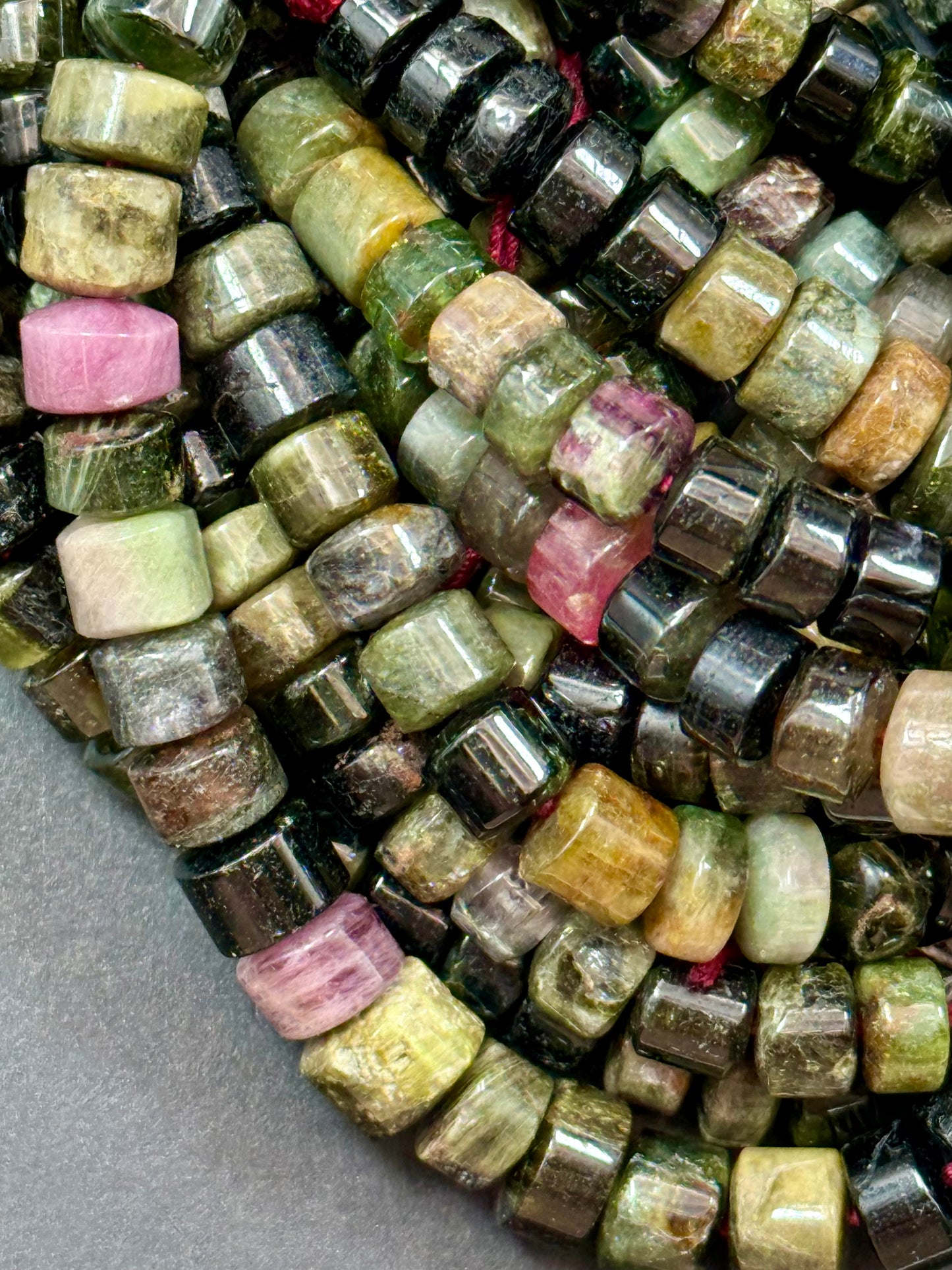 AAA Natural TOURMALINE Watermelon Gemstone Beads, FREEFORM Smooth Rondelle Shape Beads, Great Quality gemstone 15.5” strand!