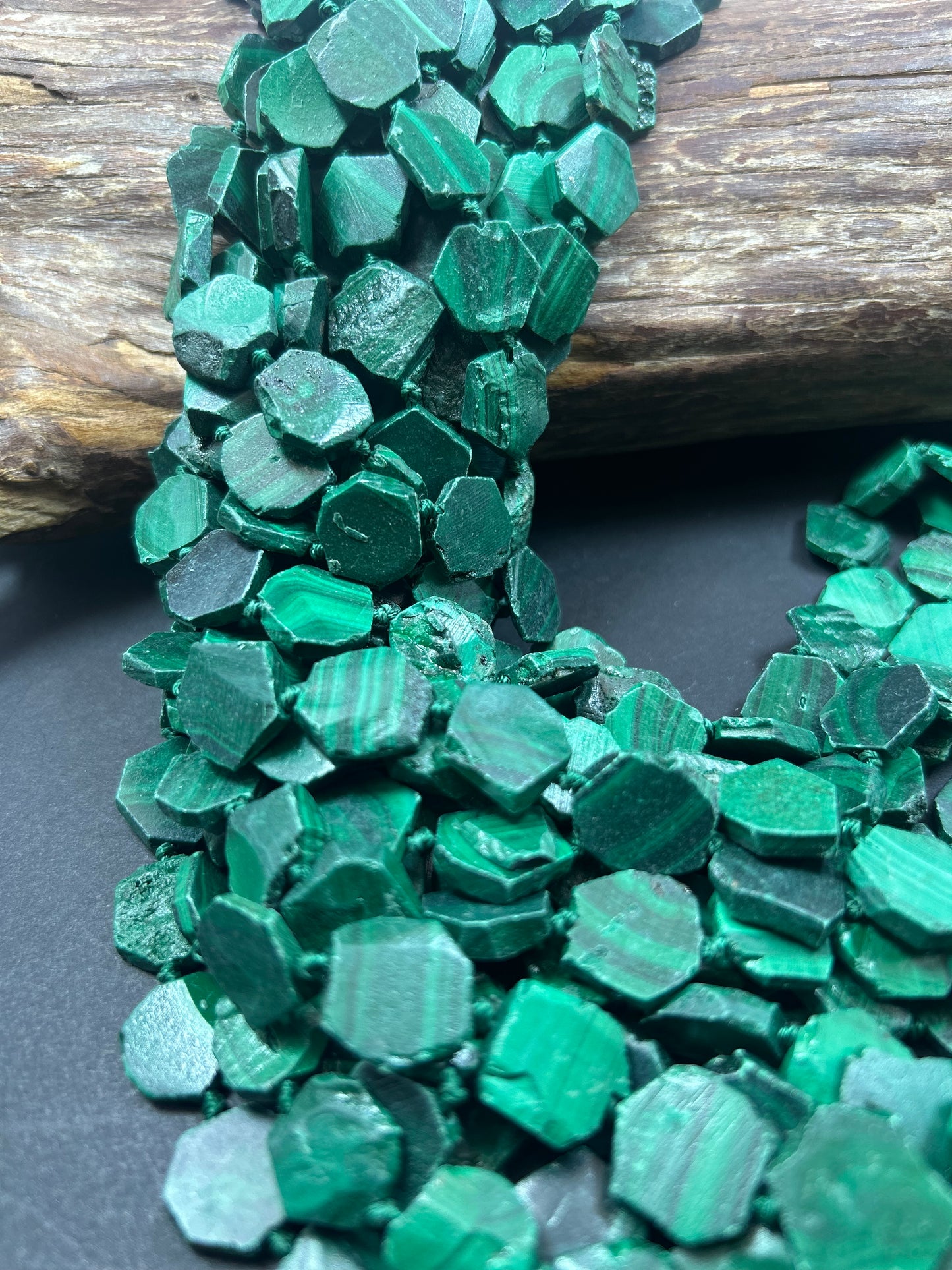 Natural MALACHITE , Matte finished 12mm HEXAGON Shape. Beautiful natural green color Malachite great quality gemstone. Full strand 15.5"