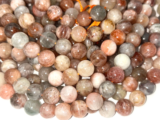 AAA Natural  Silver sunstone bead. 6mm,8mm,10mm round smooth Gorgeous natural silver, dusty rose color . Stunning looking bead!