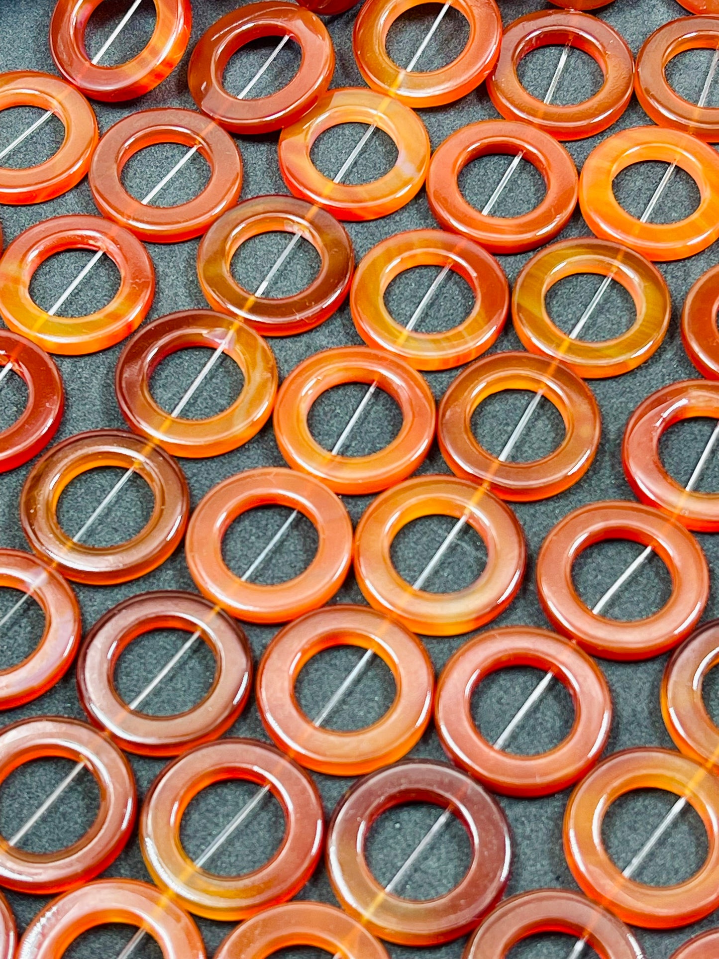Natural Carnelian Coin Gemstone Bead 26mm Coin Shape Bead, Gorgeous Natural Orange Red Color Carnelian Gemstone Bead, Full Strand 15.5"