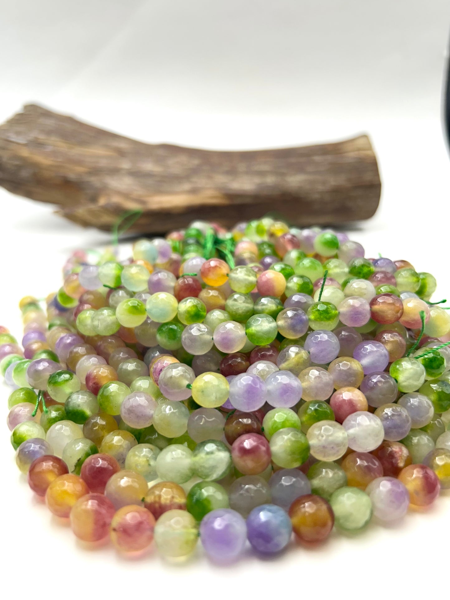 AAA Natural  CANDY APPLE Jade Gemstone Bead Faceted 6mm 8mm 10mm Round Bead, Gorgeous greens, light purple Jade Excellent Quality 15.5"