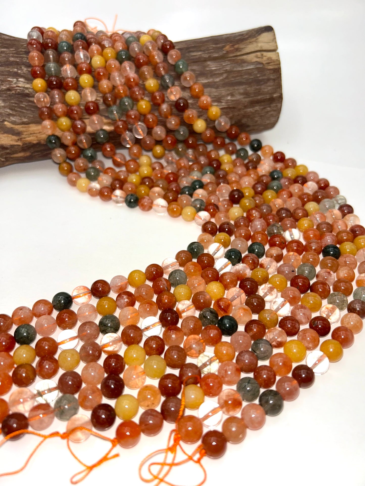 AA+ guide Natural Multi color QUARTZ. round bead yellow , coral , and green color gemstone loose bead.