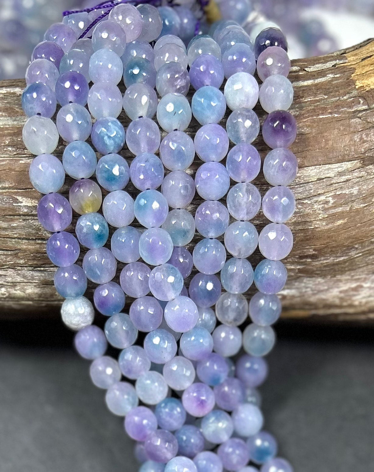 AAA Natural Moonlit Jade Gemstone Bead Faceted 6mm 8mm 10mm Round Bead, Gorgeous Clear light purple & blue Jade Excellent Quality 15.5"