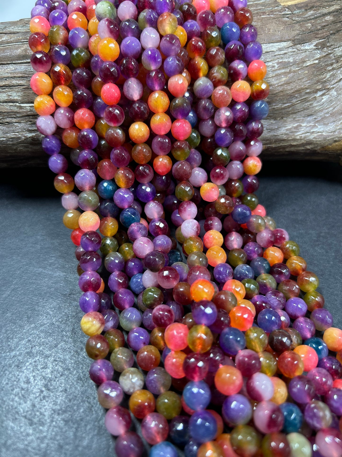 AAA Natural Berry Bliss Jade Gemstone Bead Faceted 6mm 8mm 10mm Round Bead, Gorgeous Natural Clear multi color Jade Excellent Quality 15.5"