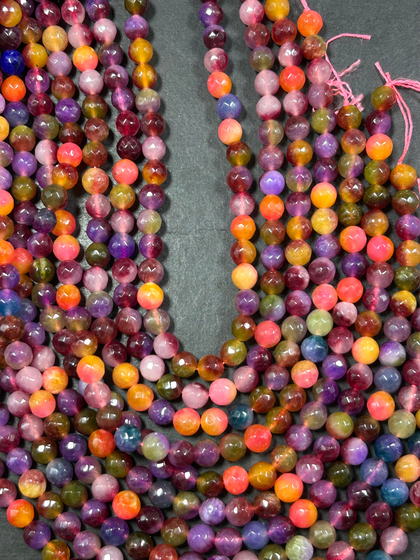 AAA Natural Berry Bliss Jade Gemstone Bead Faceted 6mm 8mm 10mm Round Bead, Gorgeous Natural Clear multi color Jade Excellent Quality 15.5"