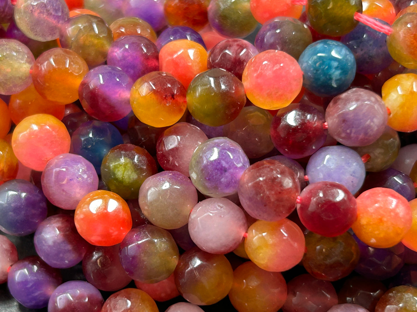 AAA Natural Berry Bliss Jade Gemstone Bead Faceted 6mm 8mm 10mm Round Bead, Gorgeous Natural Clear multi color Jade Excellent Quality 15.5"
