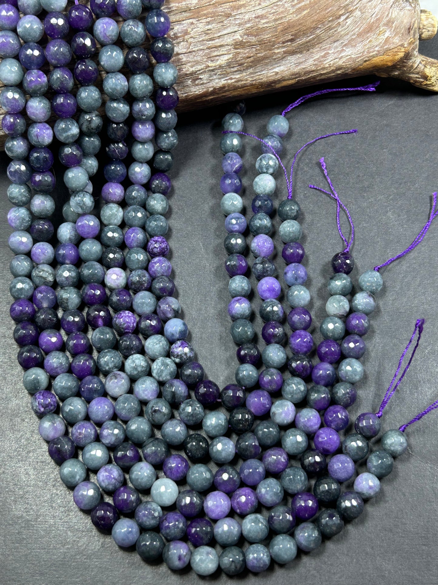 AAA Natural Midnight Jade Gemstone Bead Faceted 6mm 8mm 10mm Round Bead Gorgeous Natural dark gray deep purple Jade Excellent Quality 15.5"