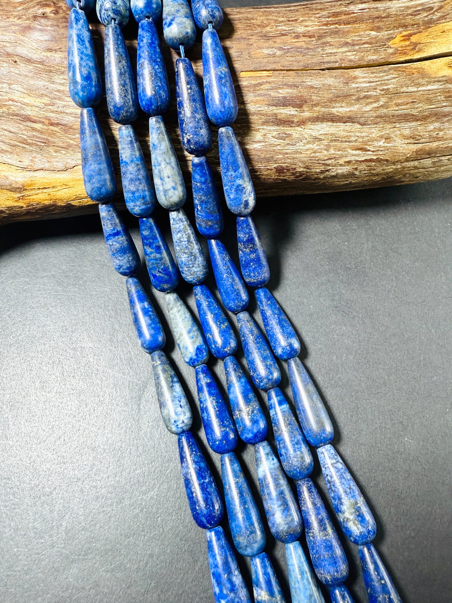 AAA 100% Natural lapis lazuli stone bead, 30x10mm Teardrop Shape Beads. Gorgeous natural blue lapis lazuli gemstone bead. Full strand 15.5”