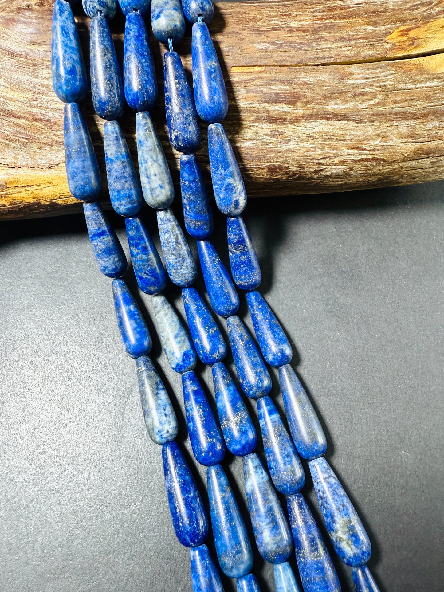 AAA 100% Natural lapis lazuli stone bead, 30x10mm Teardrop Shape Beads. Gorgeous natural blue lapis lazuli gemstone bead. Full strand 15.5”