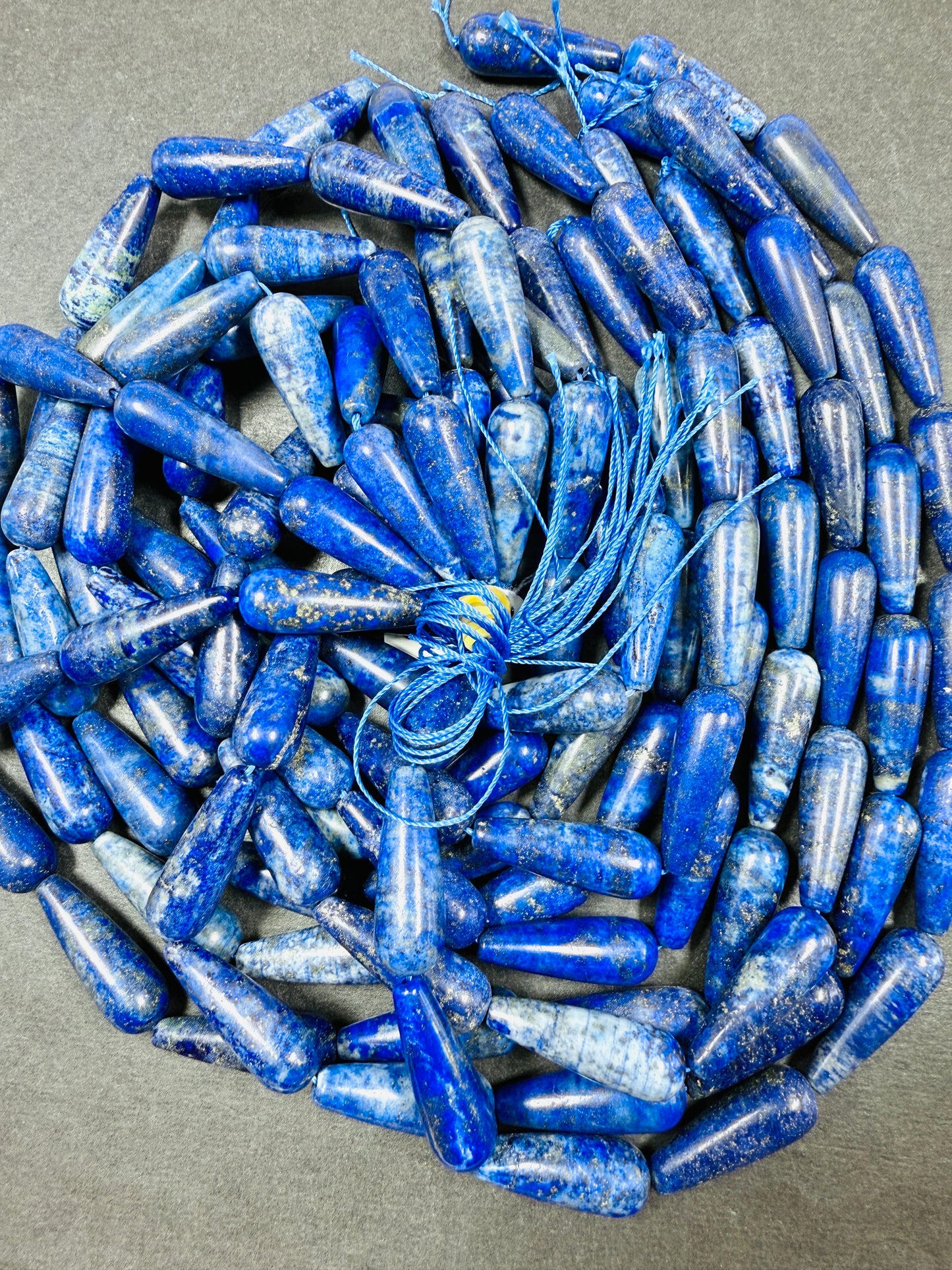 AAA 100% Natural lapis lazuli stone bead, 30x10mm Teardrop Shape Beads. Gorgeous natural blue lapis lazuli gemstone bead. Full strand 15.5”