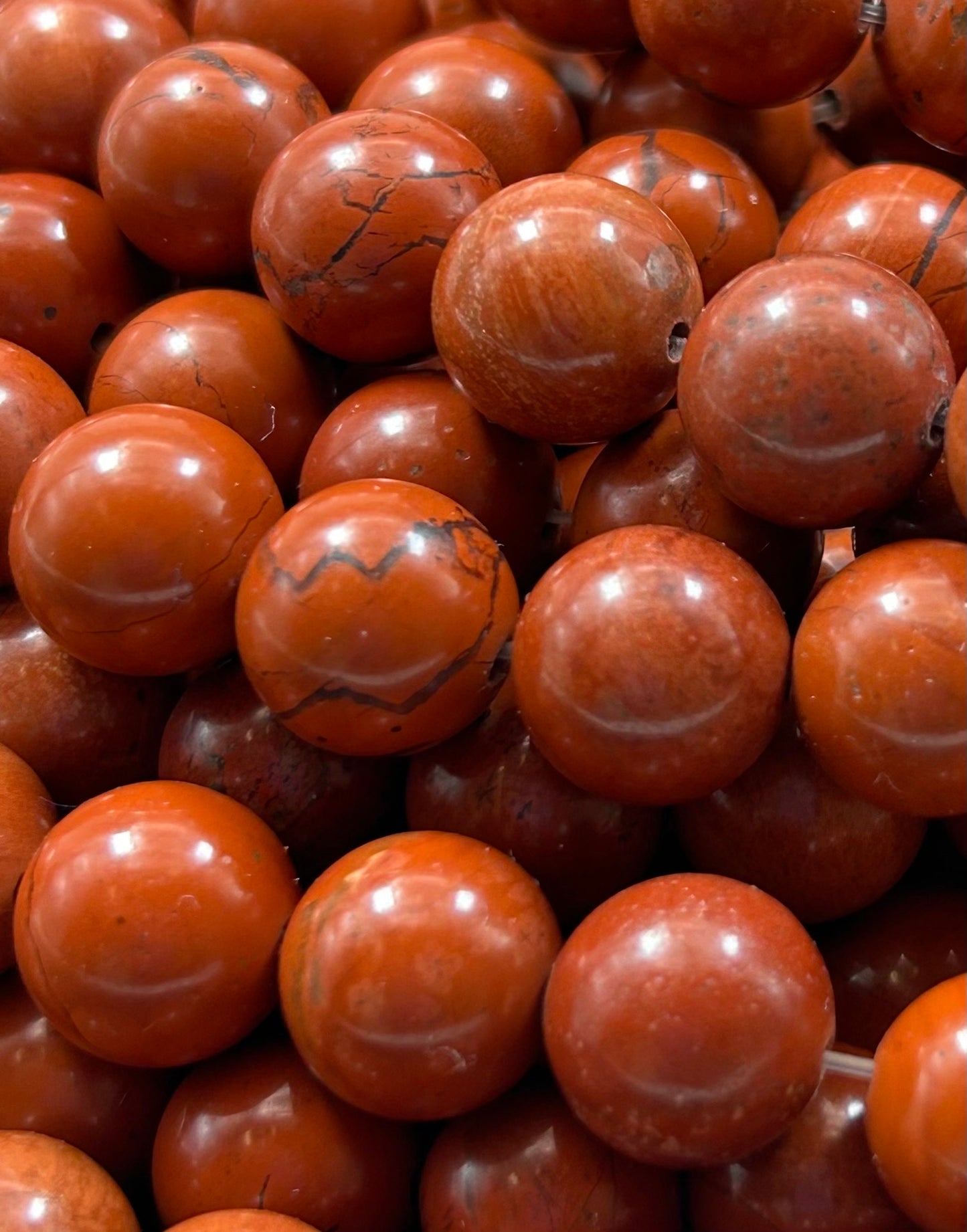 Beautiful Red Jasper Bead. 4mm 6mm 10mm 12mm Round Bead. Beautiful Red with a dash black Color Jasper. High Quality Beads! 15.5" Strand.