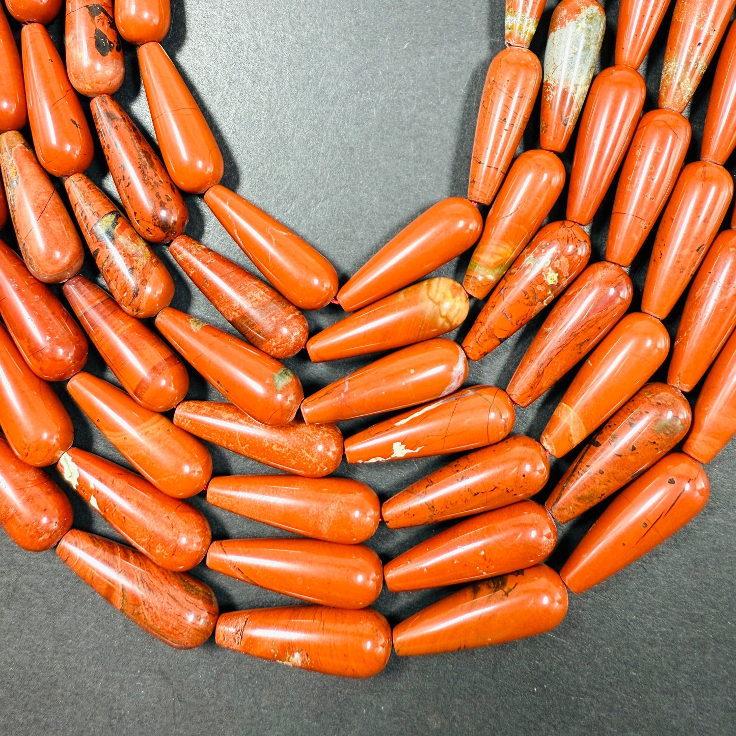 AAA natural Red Jasper Teardrop 30x10mm gemstone bead. Beautiful natural orange red beige color gemstone bead. FULL STRAND 15.5"