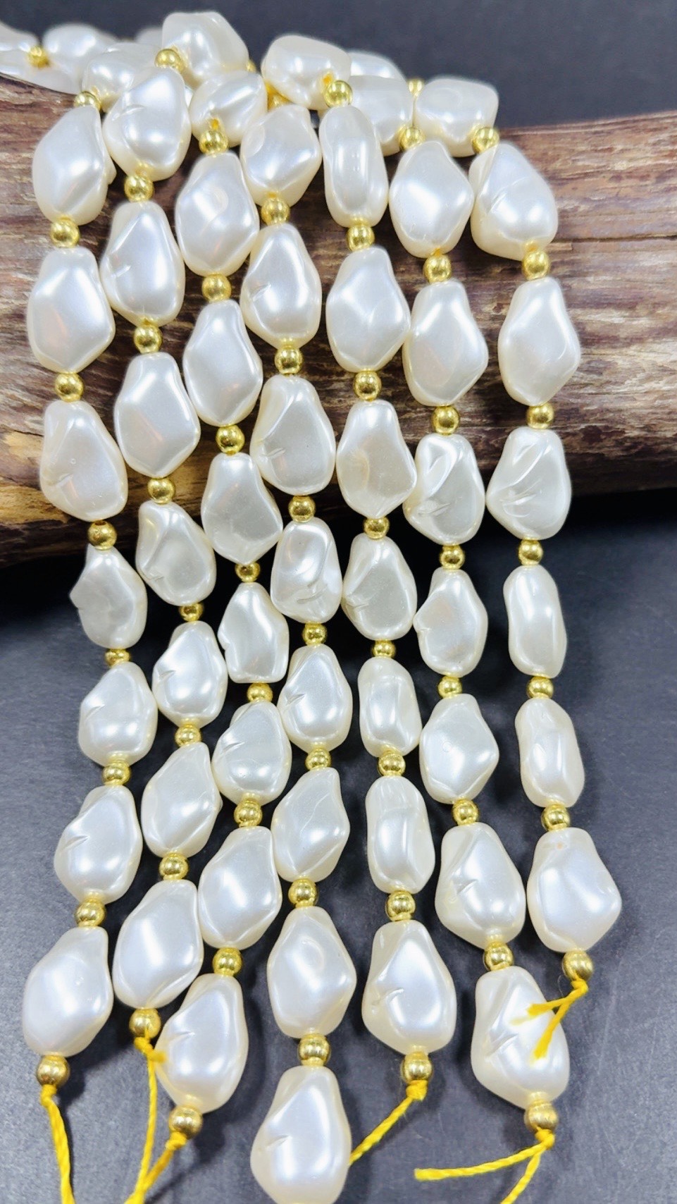 Chinese Swarovski Pearl Crystal Beads. Irregular Baroque shaped pearls, Beautiful White Swarovski Crystal Pearl 15.5"